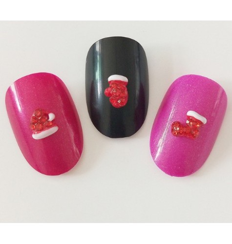 Décor 3D Gant Rouge Cristaux 1 pcs  - manucure ongles et nail art 