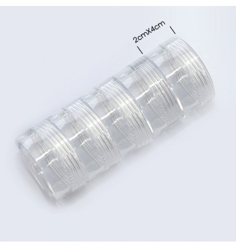 Boites rondes de rangement plastic transparent par lot de 5