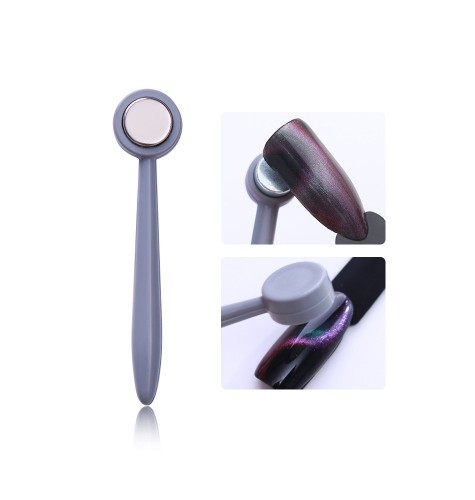 Aimant Cat Eye avec poignée plastic gris  pour manucure ongles et nail art en gel uv. 